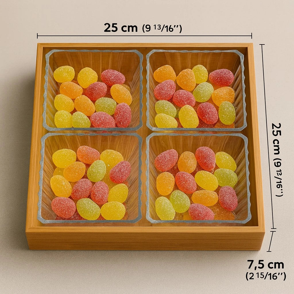 Acrylic Bamboo 4-Compartment Serving Candy Box - Image 4