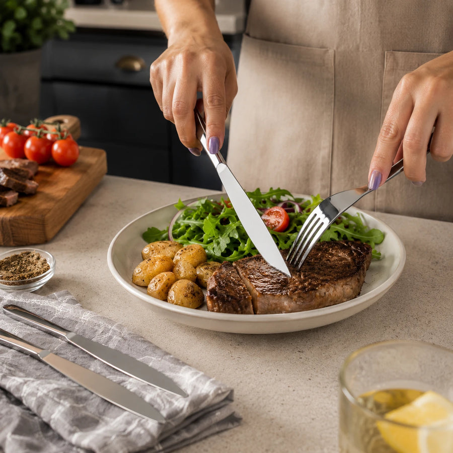 Stainless Steel Dinner Knife Set of 6 Mirror Table Knives