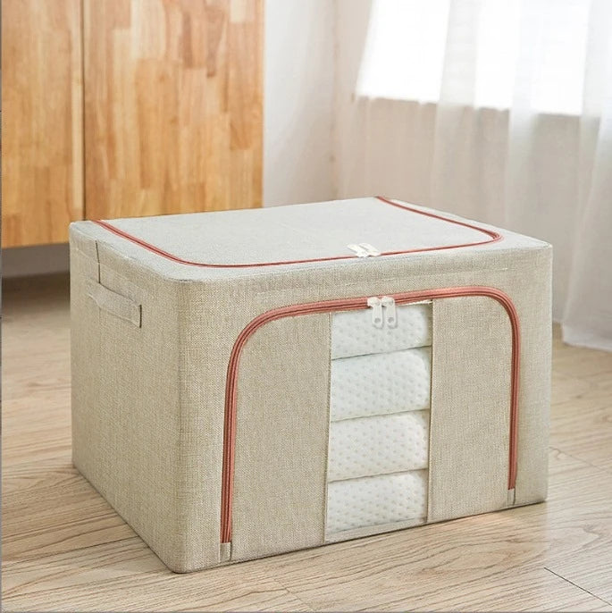Foldable Fabric Storage Box with Transparent Window Large Capacity Clothes Blanket Organizer - Image 7