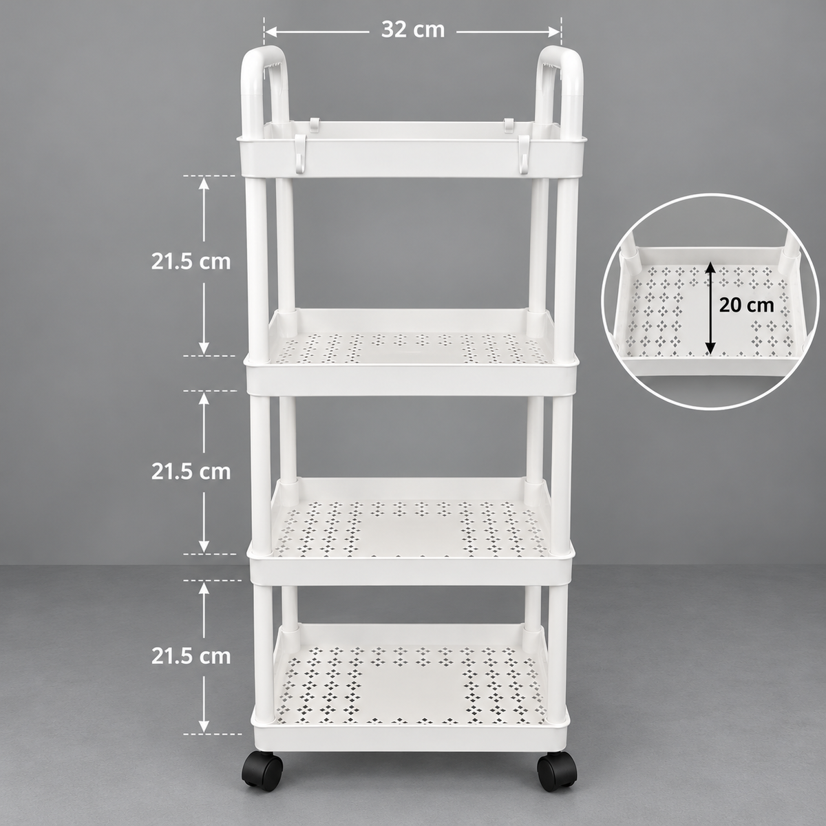 4 Tier Rolling Storage Rack Kitchen & Bathroom Organizer