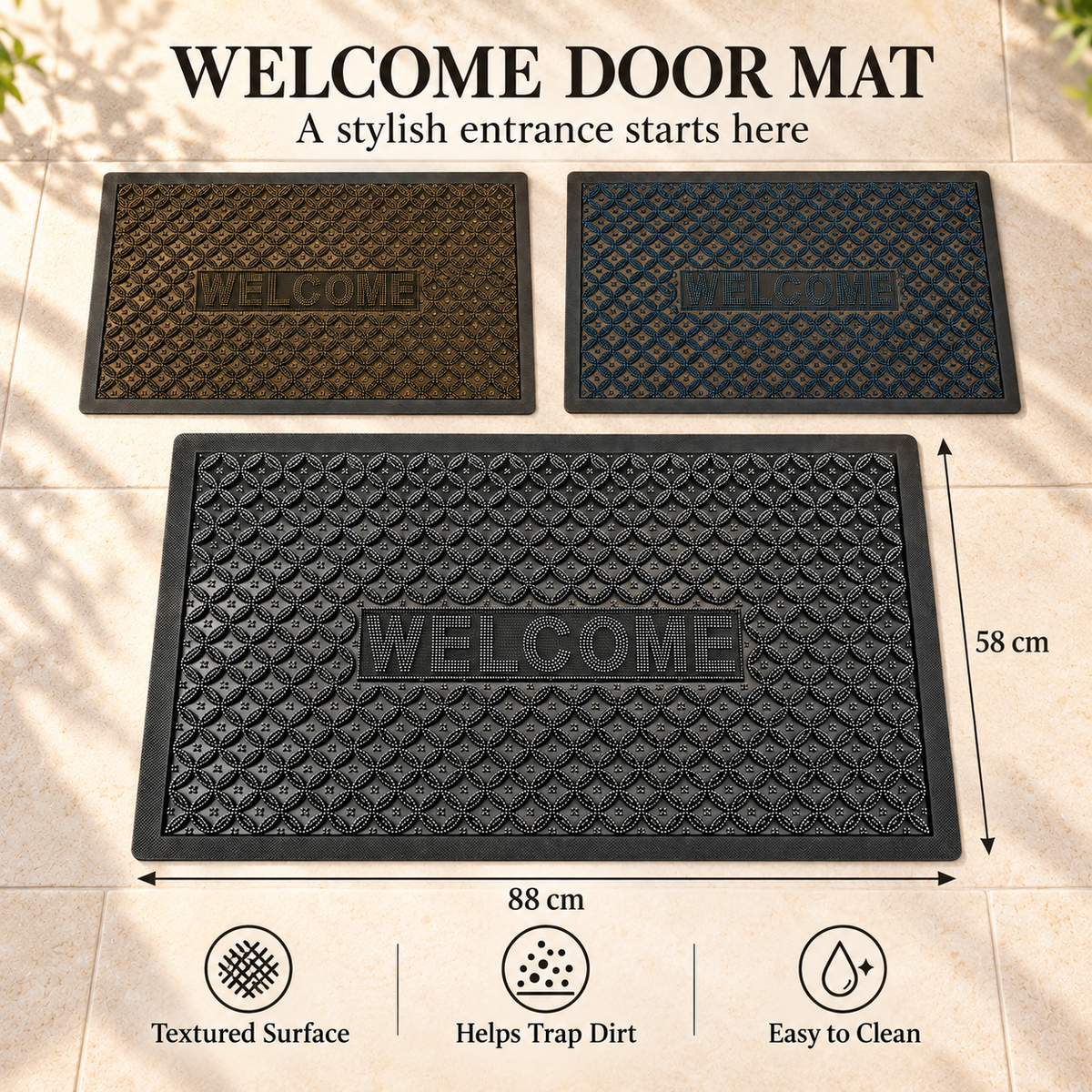Decorative Dirt Trapping Mat with Raised Surface
