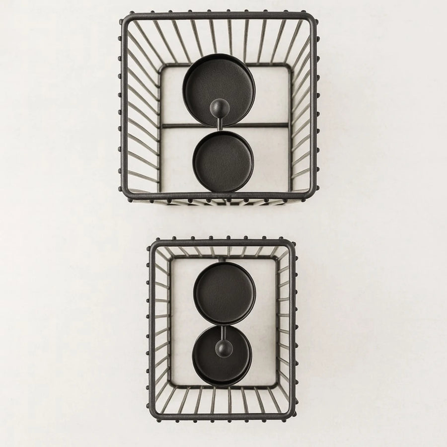 Square Metal Cage Tealight Candle Holders – Set of 2