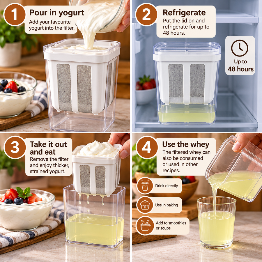 1100 mL Yogurt Strainer with Stainless Steel Mesh Filter