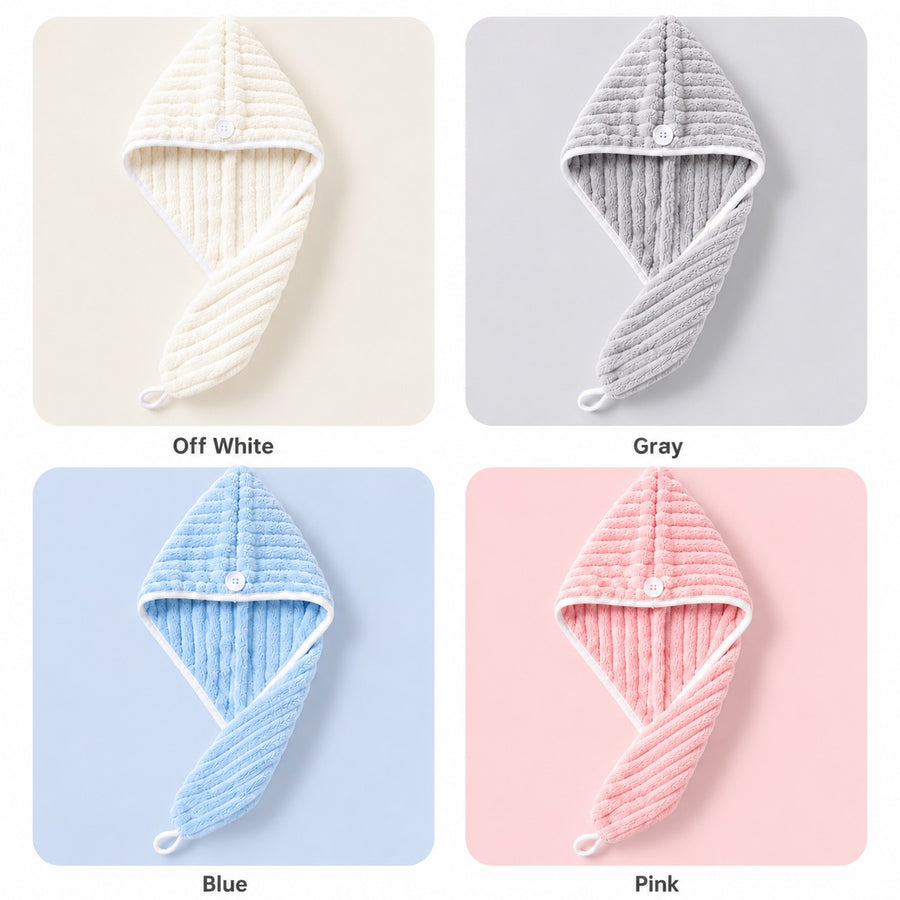 Thin Stripes Cotton Dry Hair Travel Cap Soft Absorbent Hair Wrap Shower Bath Hair Towel hair styler