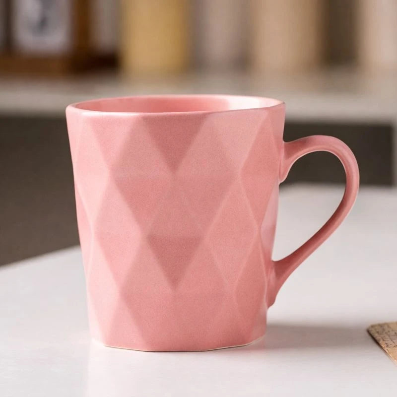 Geometric Ceramic Coffee Mug – 400ml Faceted Design, Modern Tea & Coffee Cup