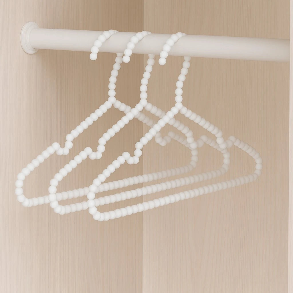 White Beaded Plastic Hanger  40 cm Set of 3