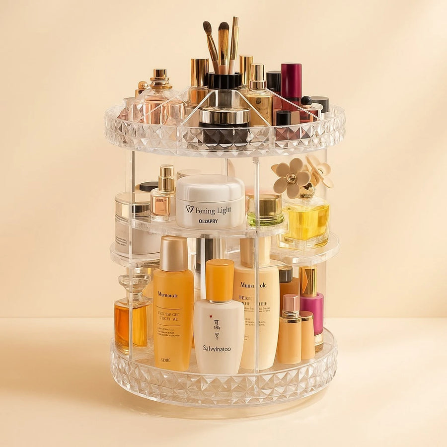 Makeup Organizer Rotating Acrylic Cosmetic Storage Display Stand