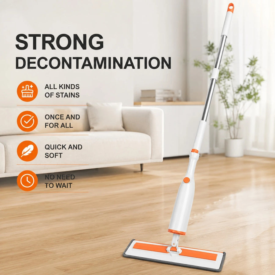 Flat Squeeze Spray Mop with Refillable Water Tank Microfiber Cleaning Pad 360° Rotating Head Floor Cleaning Mop