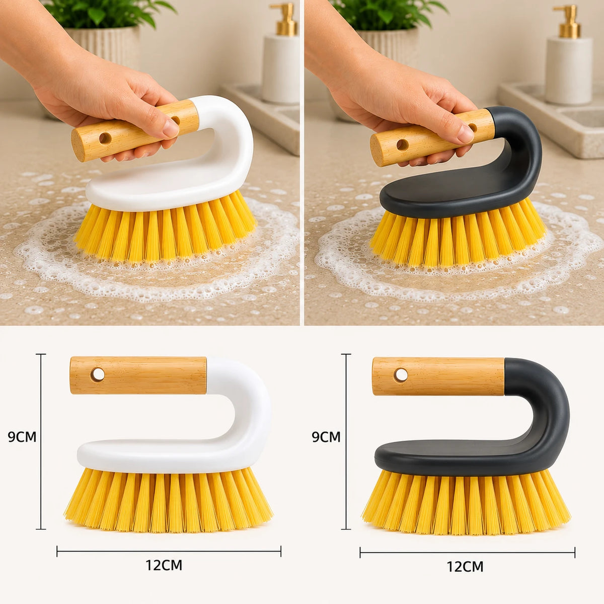 Dish Cleaning Bamboo Brush Wooden Handle Kitchen Scrub Brush Sink Pot Pan Cleaning Brush