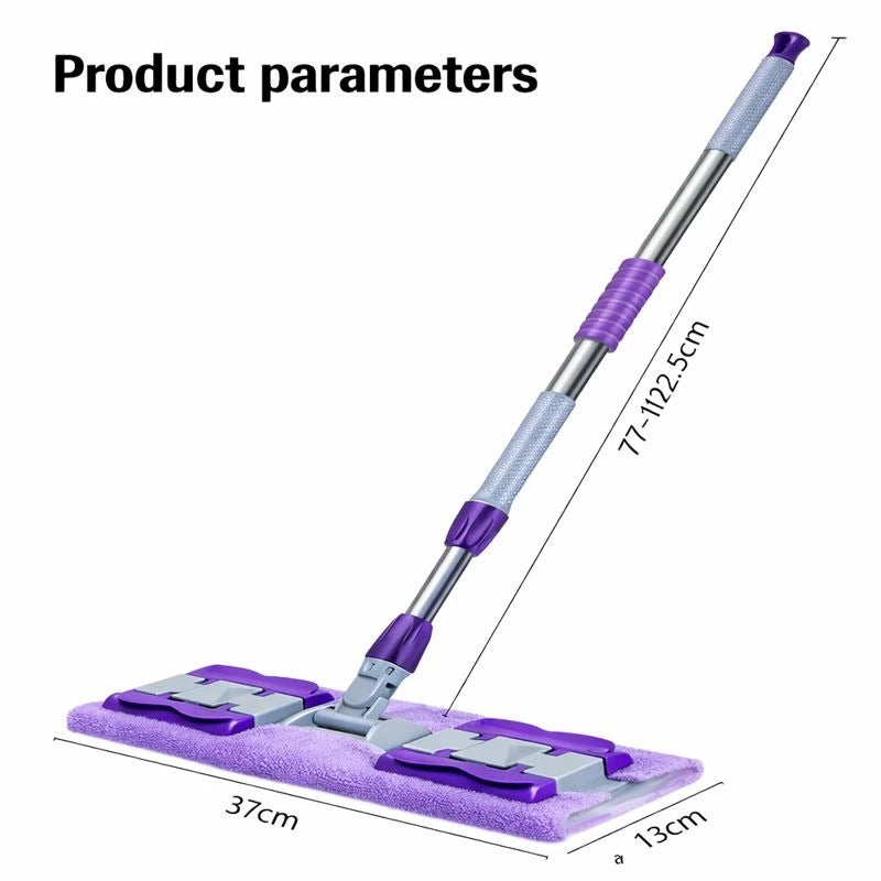 Flat Microfiber Mop with Stainless Steel Handle – 360° Rotating Floor Mop for Deep Cleaning, Washable Mop Head