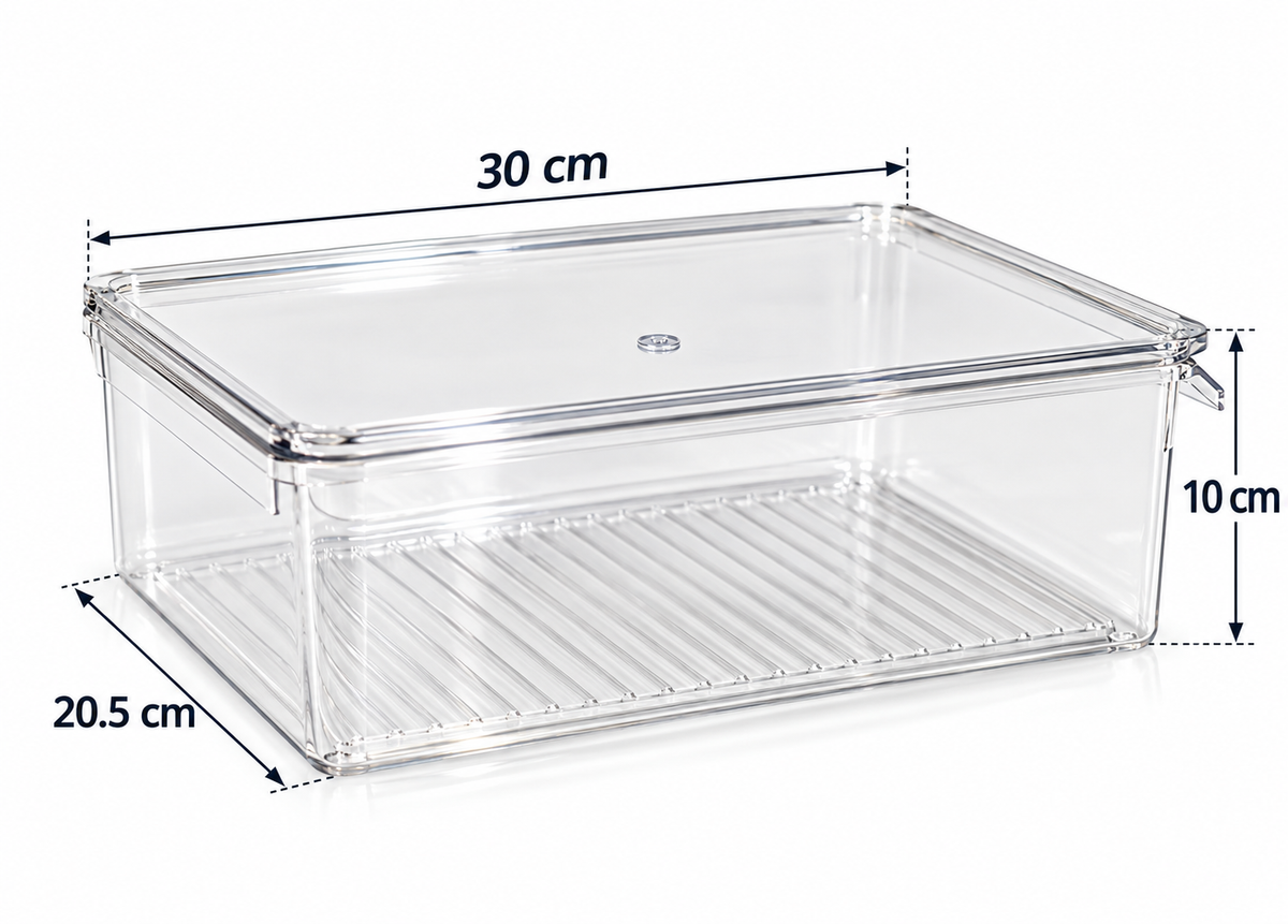 Transparent Refrigerator Storage Box with Lid
