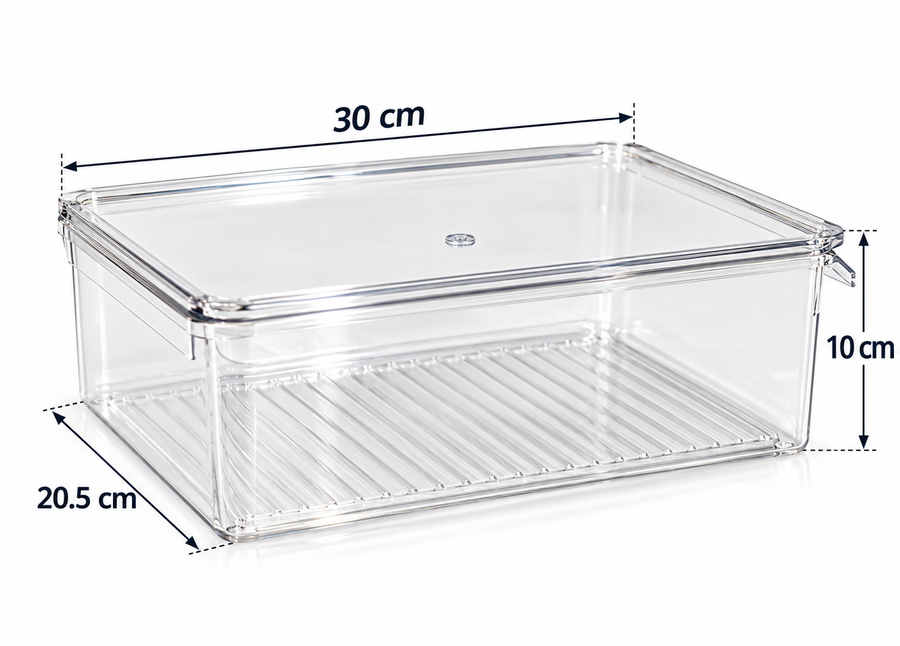 Transparent Refrigerator Storage Box with Lid