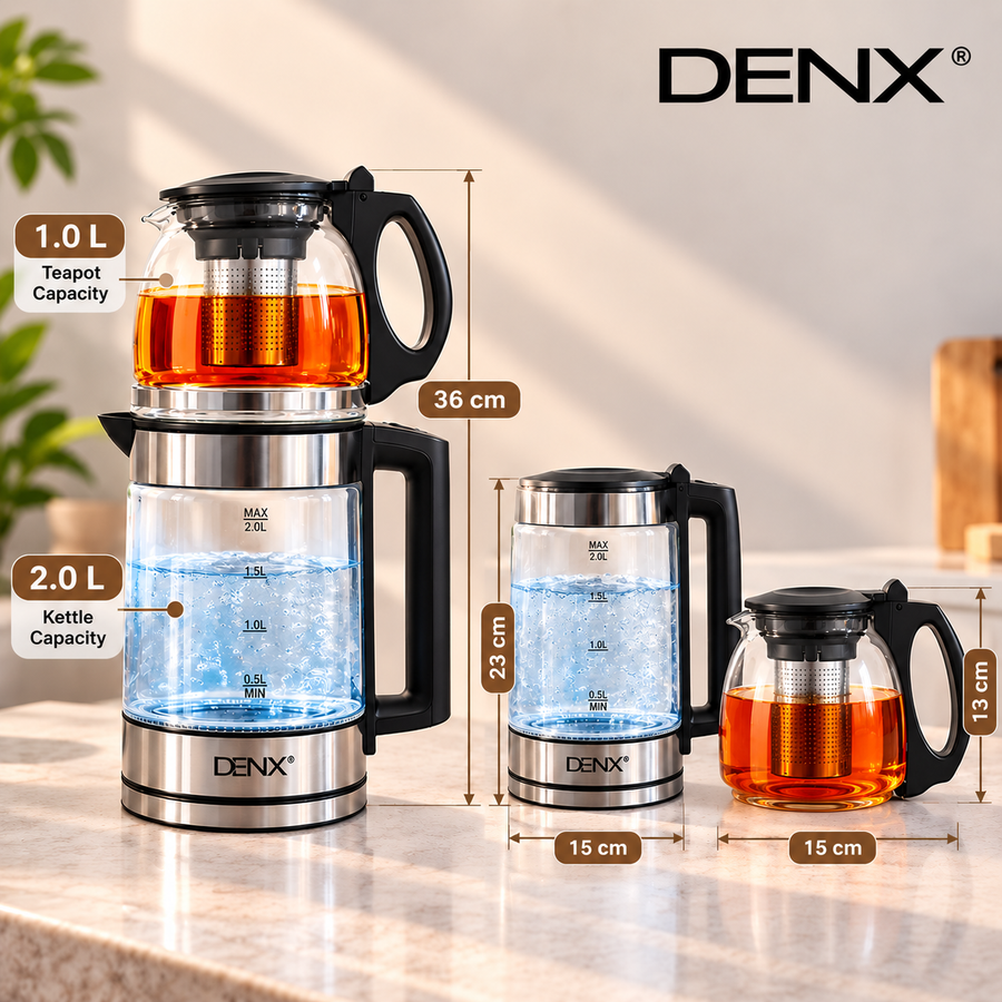 DENX 2 in 1 Electric Kettle and Teapot Set
