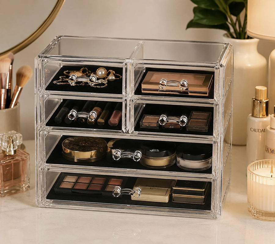 Transparent Acrylic Makeup Organizer Storage Drawers Cosmetic Jewelry Organizer Vanity Desk Organizer