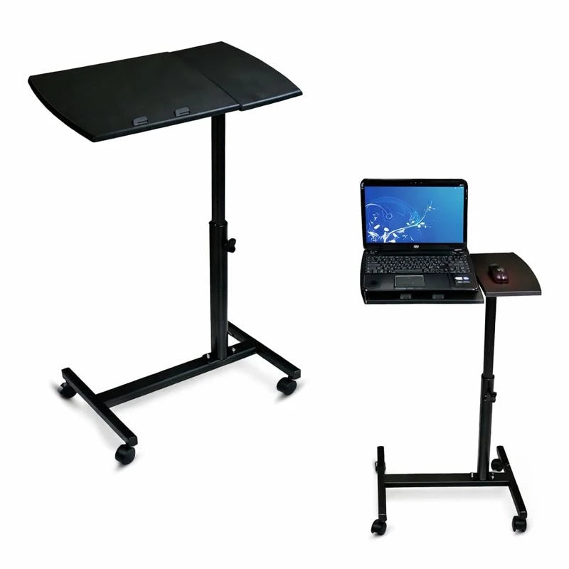 Adjustable Rolling Laptop Stand – Mobile Laptop Desk with Mouse Tray, Height-Adjustable Computer Table for Bed, Sofa & Office