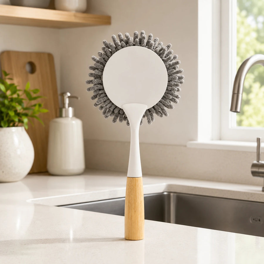 Microfiber Dusting Brush Chenille Duster Cleaning Brush Household Dust Cleaner Wooden Handle Duster