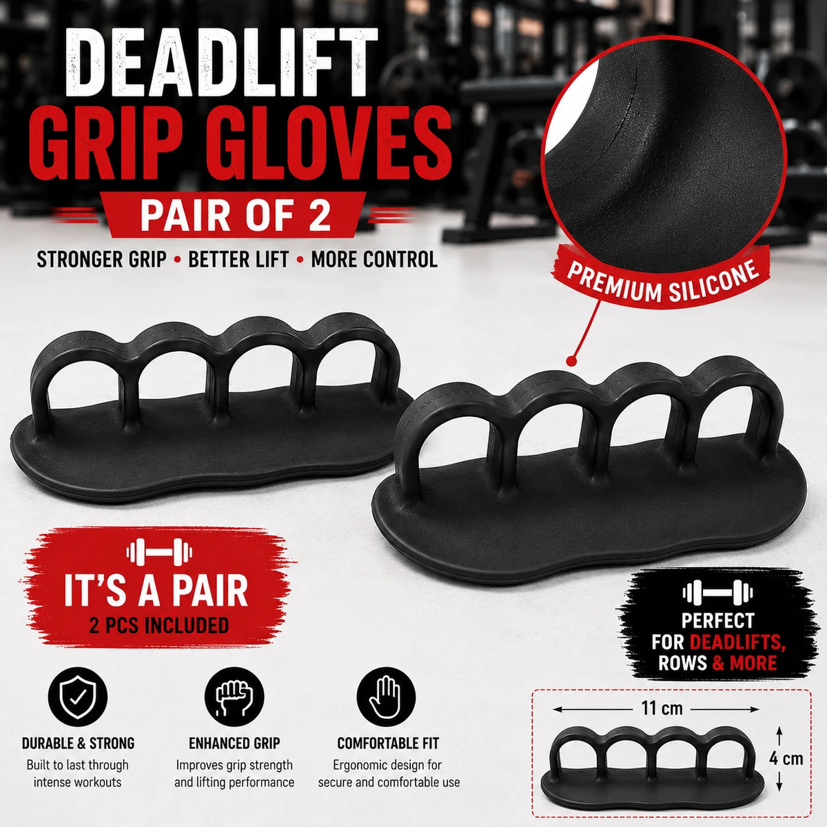 Grip Gloves Deadlift Silicone Weightlifting Grip Pads Sports Gym Training Fitness Accessories