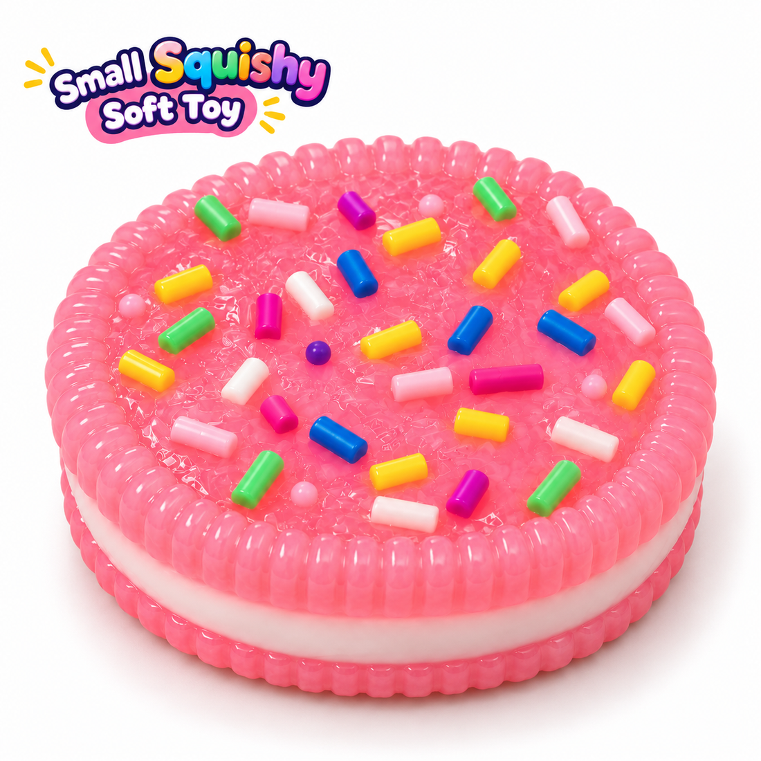 Small Soft Squishy Cookie Toy with Colorful Sprinkles