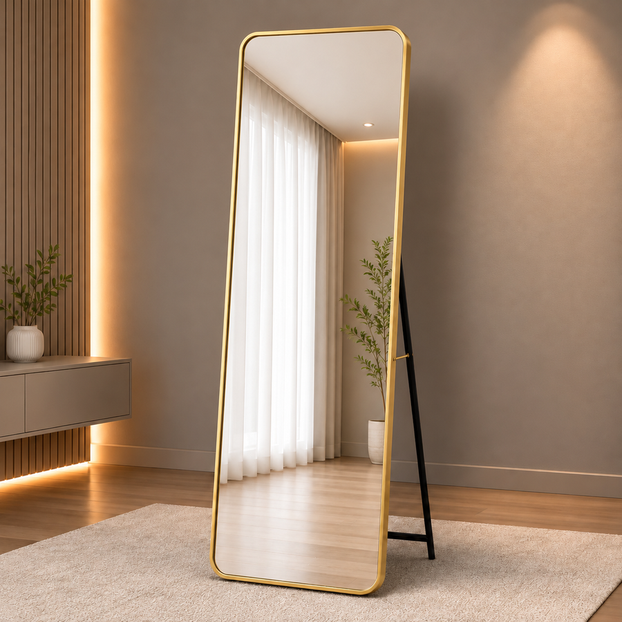 Gold Aluminum Full-Length Stand Mirror