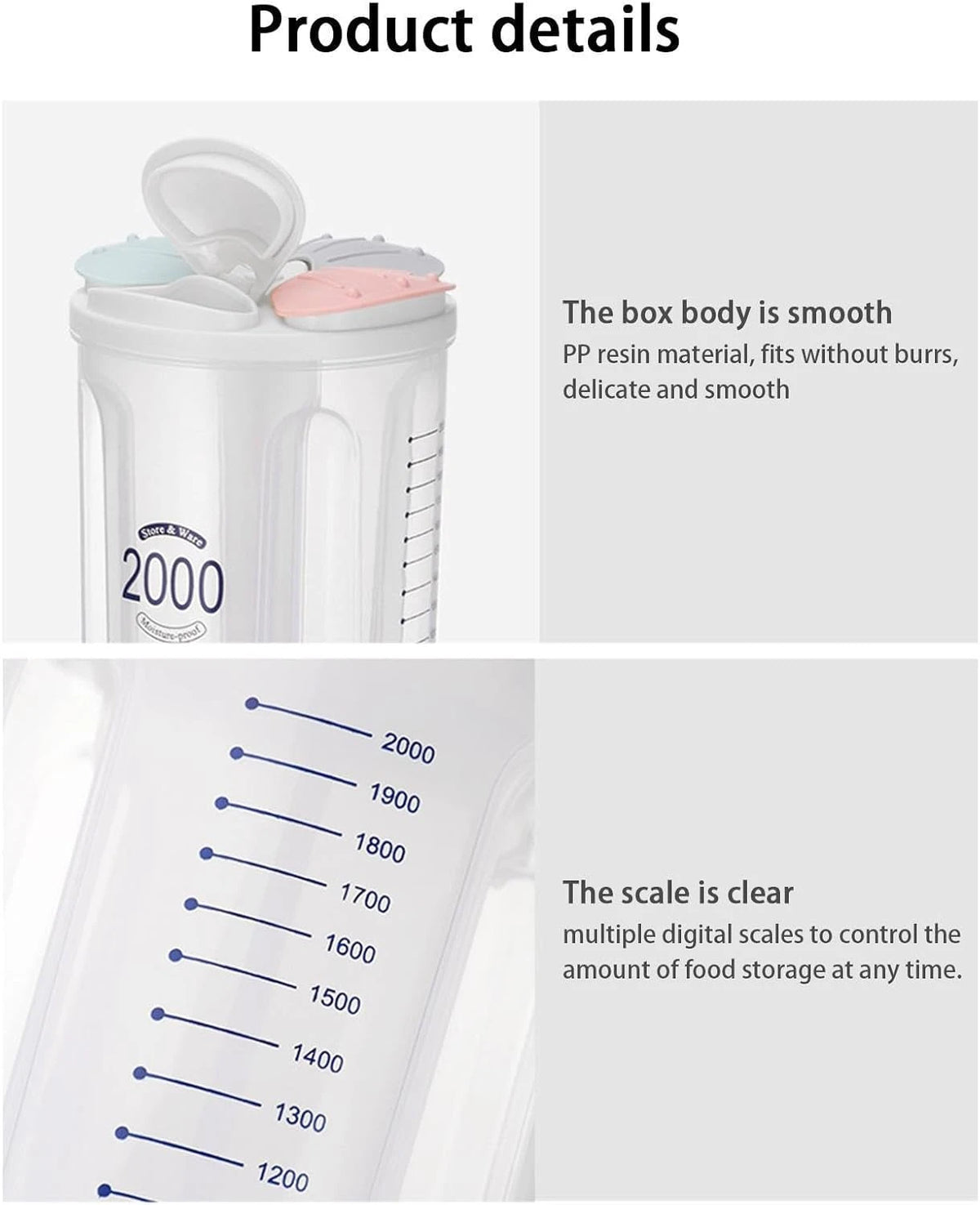 Airtight Food Container 2L Transparent Food Storage Box with Tight Seal for Pantry Organization Refrigerator and Daily Use