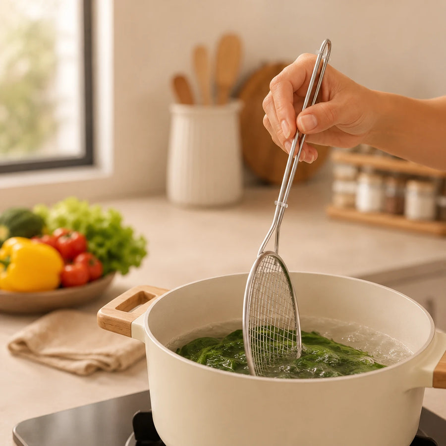 Stainless Steel Skimmer Strainer Kitchen Oil Frying Mesh Scoop