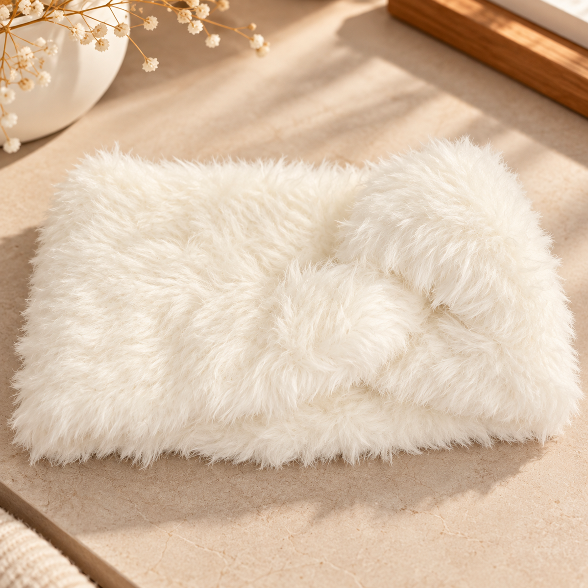 Faux Fur Winter Headband with Twist Design