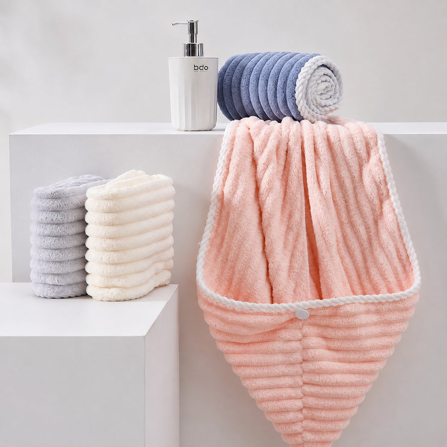 Thin Stripes Cotton Dry Hair Travel Cap Soft Absorbent Hair Wrap Shower Bath Hair Towel hair styler