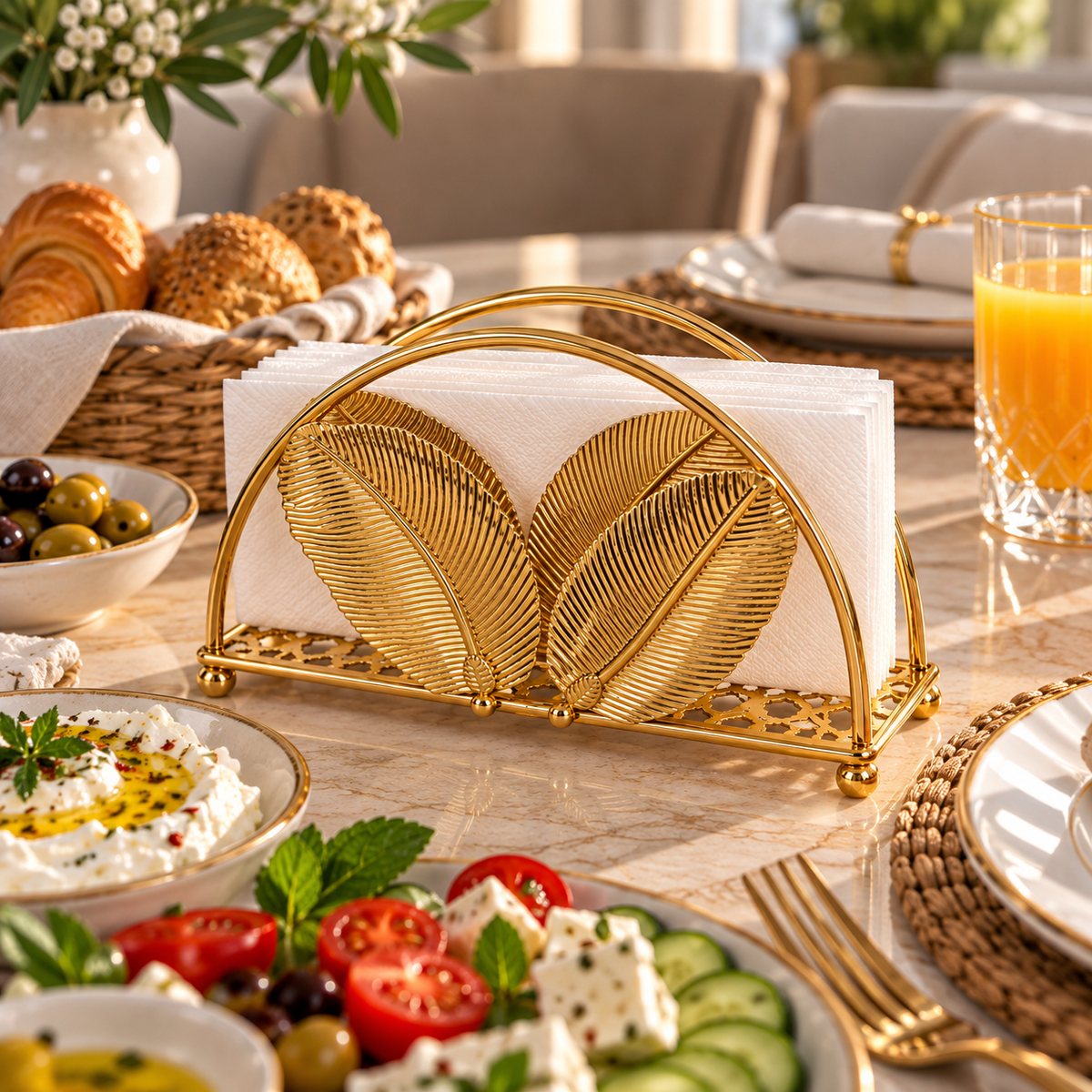 Gold Leaf Decorative Napkin Holder