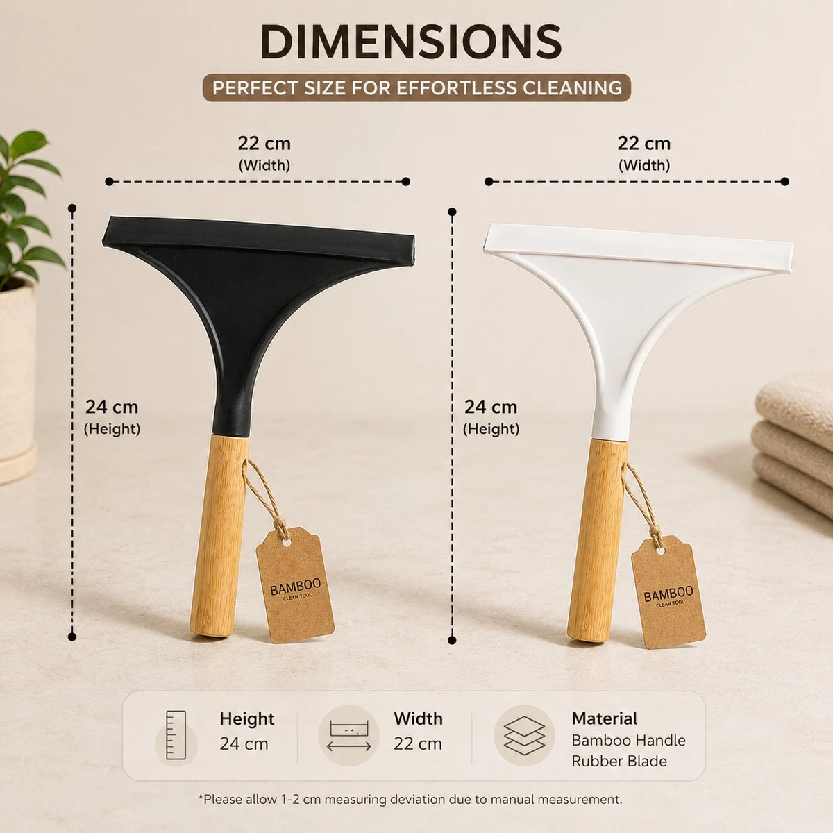 Shower Squeegee Bamboo Handle Window Glass Cleaner Bathroom Wiper