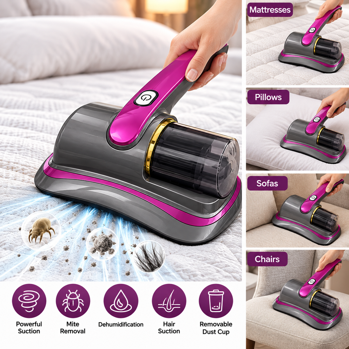 Cordless Mite Removal Vacuum Cleaner 100W
