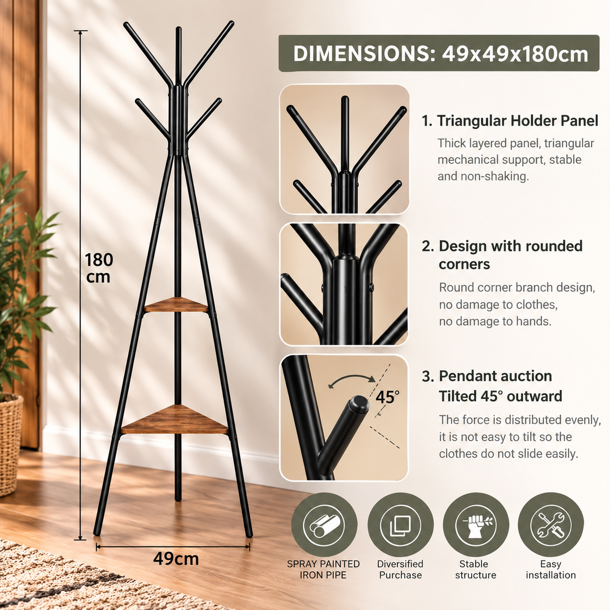 Coat Rack with Storage Shelves
