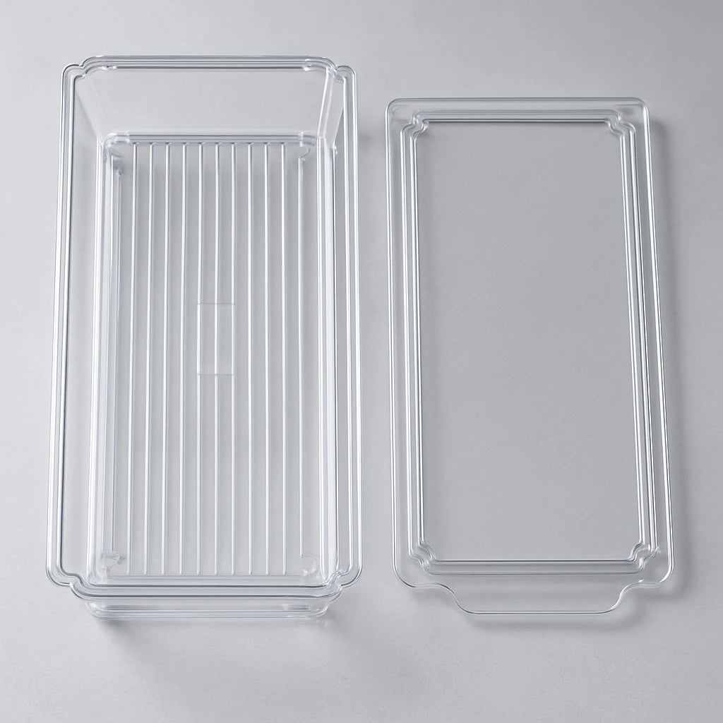 Transparent Rectangular Plastic Container with Lid Clear Food Container for Pantry Organization Refrigerator and Kitchen Storage