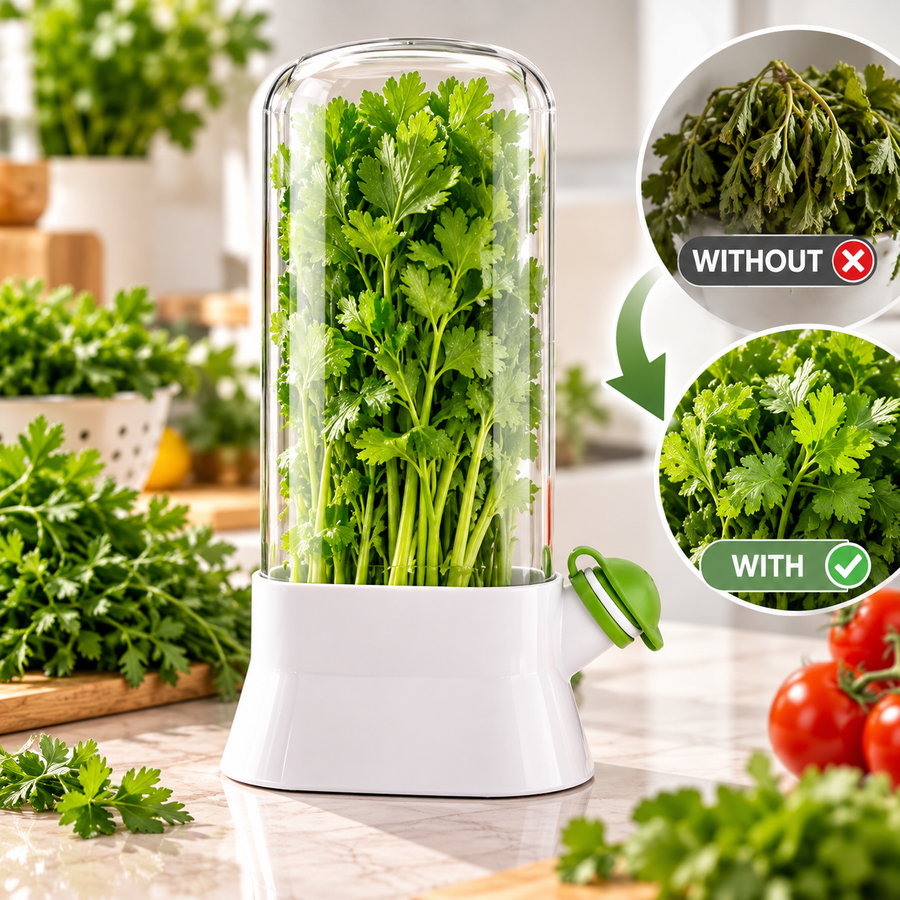 Fresh Herb Saver Refrigerator Storage Container