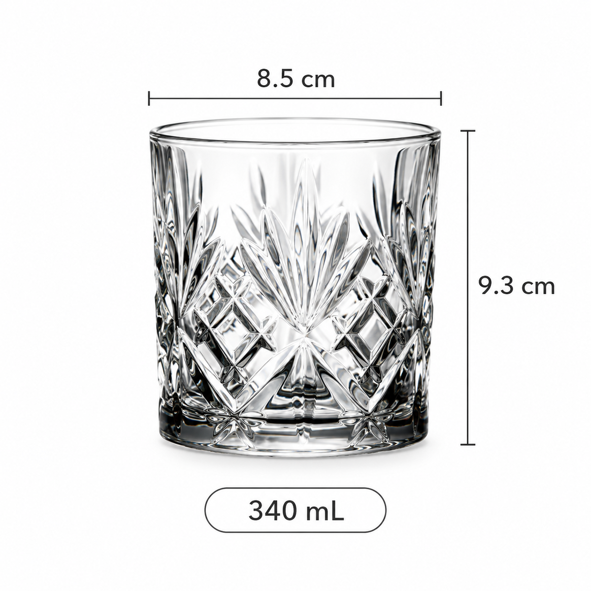 6 Piece Crystal Look Glass Tumbler Set 340 mL