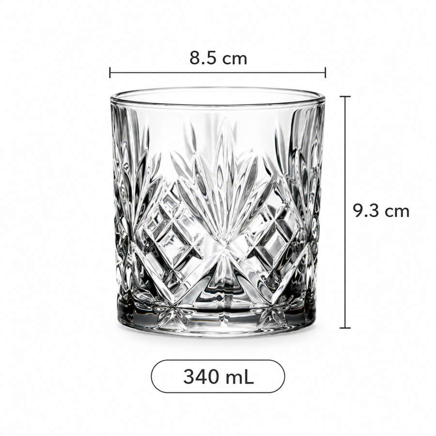 6 Piece Crystal Look Glass Tumbler Set 340 mL