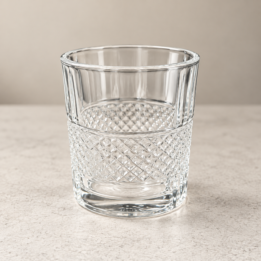 Crystal Clear Textured Glass Cups Set of 6