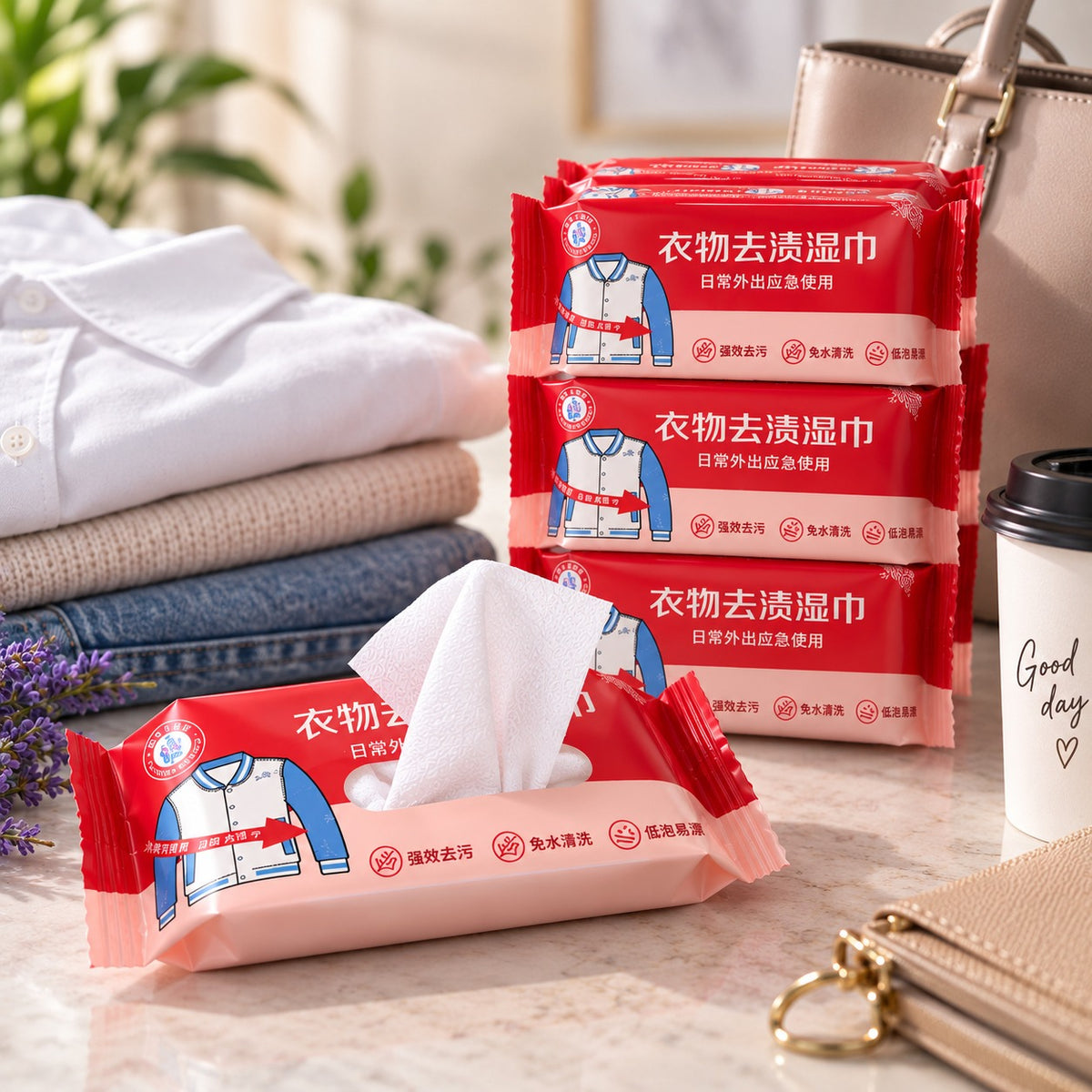 Clothing Stain Remover Wipes Portable 64 PCS