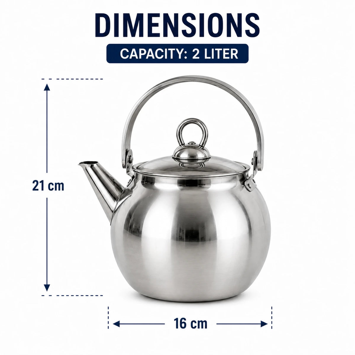 Stainless Steel Tea Kettle Teapot Whistling Kettle Kitchen Water Pot 2 Liter
