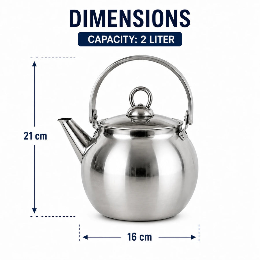 Stainless Steel Tea Kettle Teapot Whistling Kettle Kitchen Water Pot 2 Liter