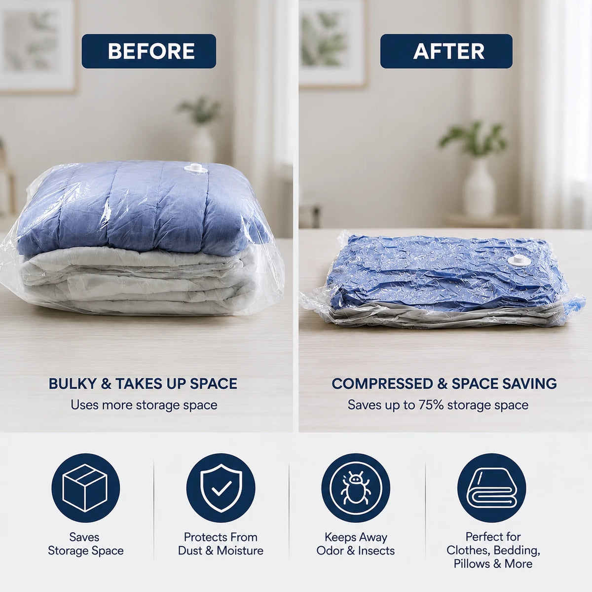Vacuum Storage Bag Space Saving Compression Bag Clothes Blanket Organizer - Image 3
