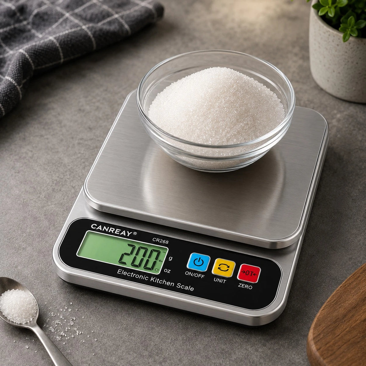 CANREAY Digital Electronic Kitchen Smart Scale 10kg High Precision Stainless Steel Kitchen Weighing Scale