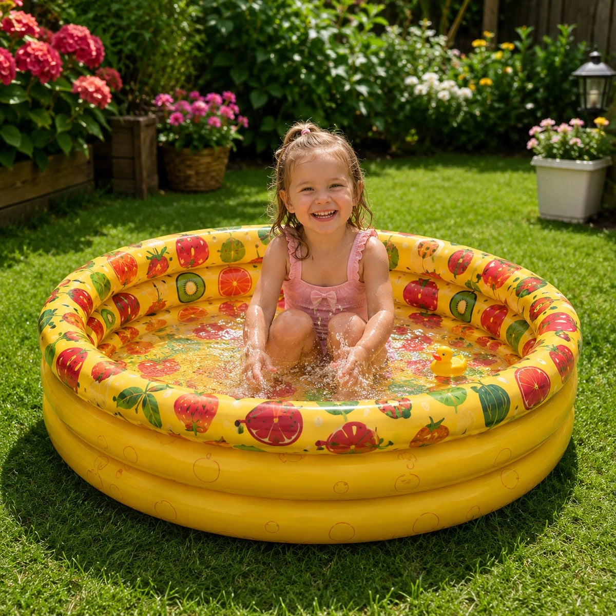 Kids Inflatable Pool Assorted Fruit Watermelon Donut Print Garden Swimming Pool Summer Water Play Pool - Image 3