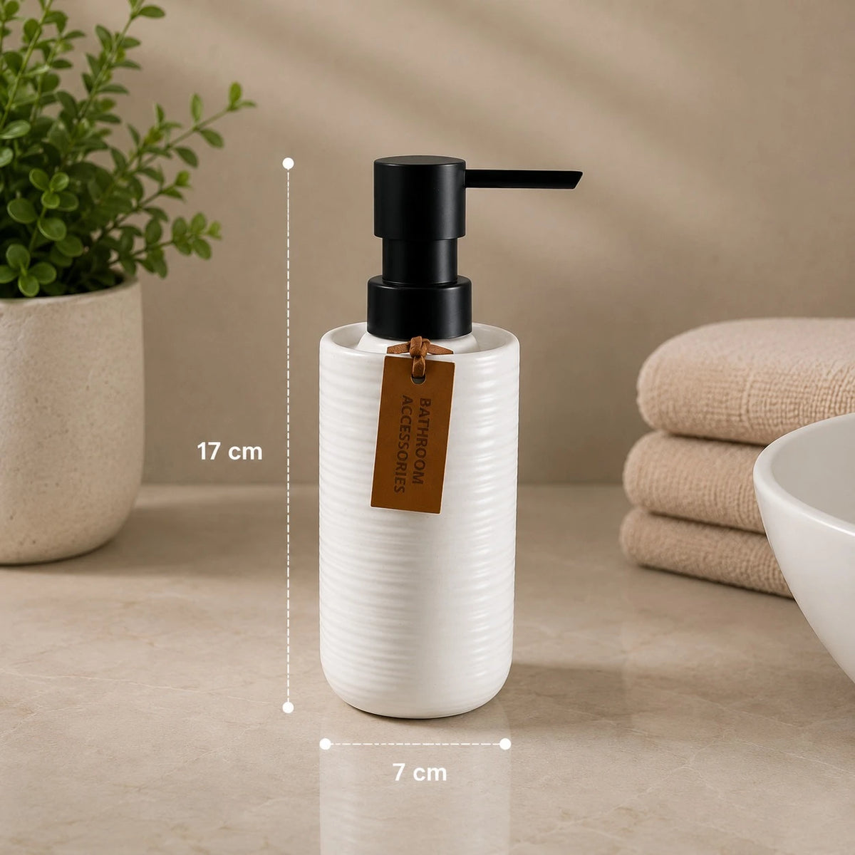 Sanitary Ceramic Bathroom Accessories Set Soap Dispenser Toothbrush Holders Soap Dish Matte Black Ribbed Design