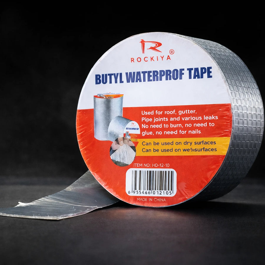 Butyl Waterproof Tape Aluminum Foil Heavy Duty Leak Repair Sealant Strong Adhesive Roof Pipe Gutter Water Tank Crack Sealing Tape 5 CM 5 Meter