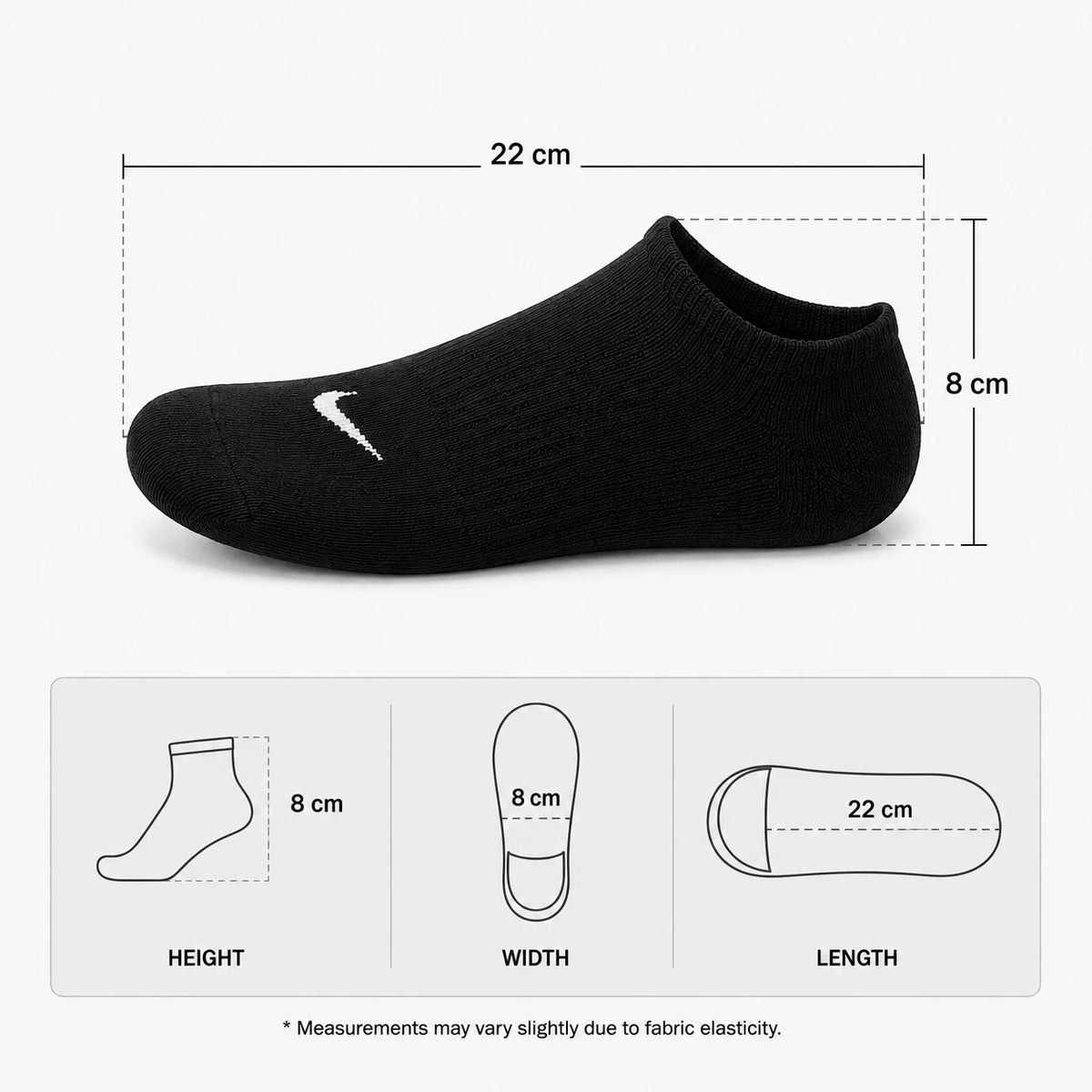 Nike Ankle Socks Low Cut Sports Socks Casual Everyday Breathable Stretch Fit Running Walking Training Comfort Socks 3 Pair Set Black Gray