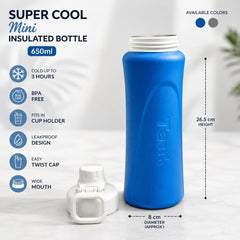 Tank Super Cool Mini Insulated Bottle 650 ml BPA Free Leakproof Water Bottle