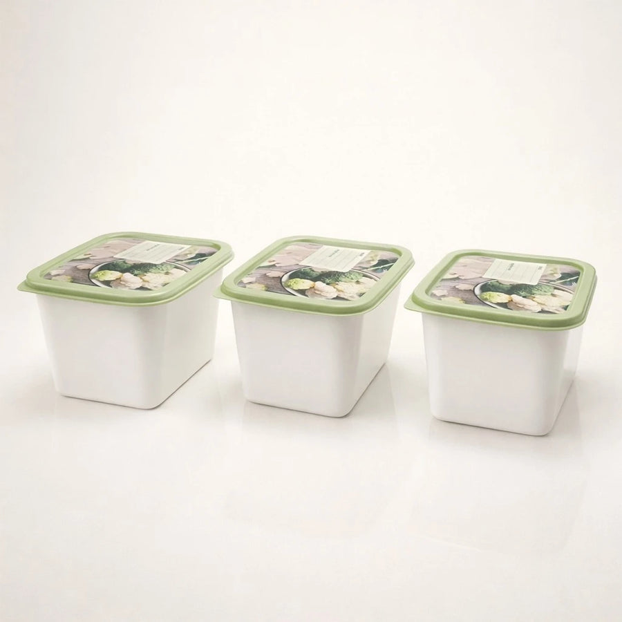 Freezer Storage Containers Set 3 Pieces 1L Airtight Food Storage Boxes Stackable Kitchen Organizer Meal Prep Containers