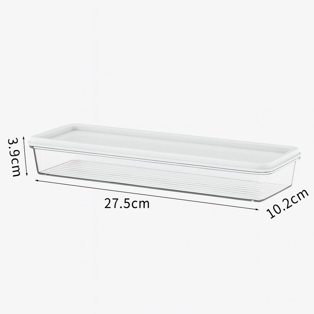 Slim Storage Container Narrow Food Storage Solution for Pantry Organization Refrigerator and Kitchen Storage