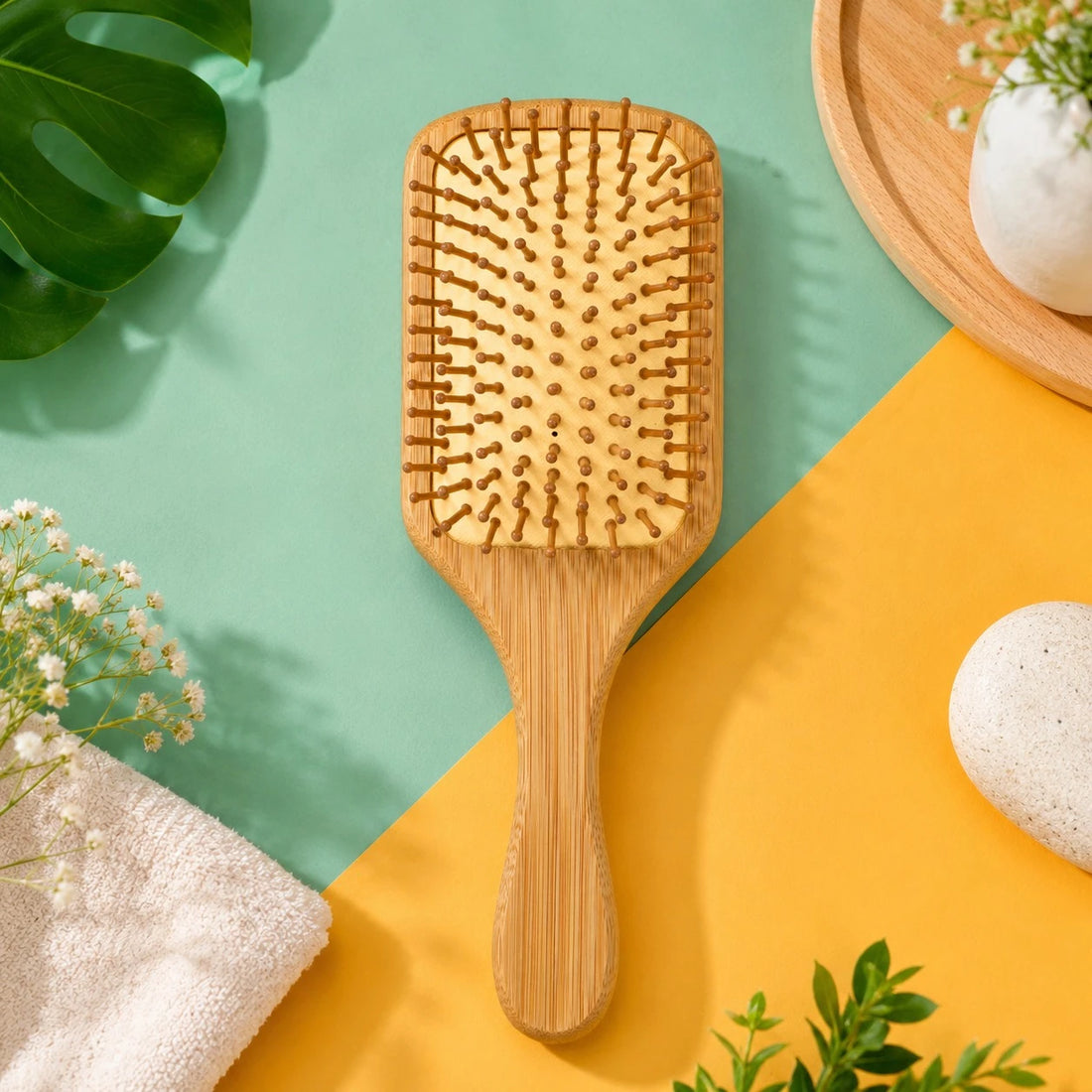 Travel Large Bamboo Paddle Hair Brush Scalp Massage Detangling Hair Comb hair styler