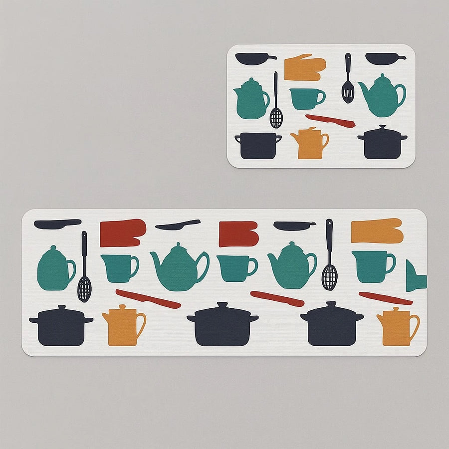 Printed Rubber Kitchen Mat Set